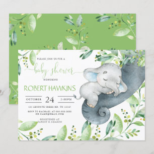 Greenery Elephant Baby Shower-inbjudan Inbjudningar