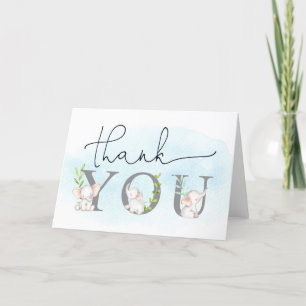 Greenery Elephant Baby Shower Tack för ditt kort
