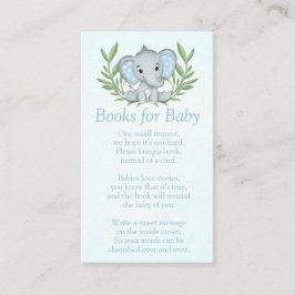 Greenery Elephant Boy Baby Shower Bokar för Baby Tilläggskort