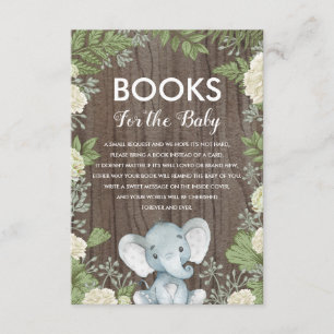 Greenery Elephant / Rustic Bokar för Baby Tilläggskort