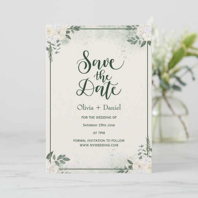 Greenery Elopement Save The Date Invitation Inbjudningar (Stående Fram)