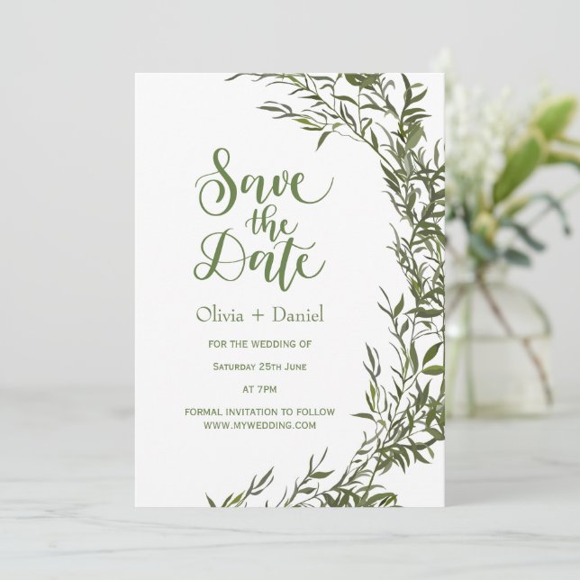 Greenery Elopement Save The Date Invitation Inbjudningar (Stående Fram)