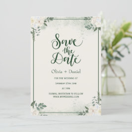 Greenery Elopement Spara Datum Inbjudan