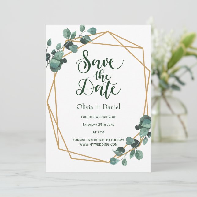 Greenery Elopement Spara Datum Inbjudan (Stående Fram)
