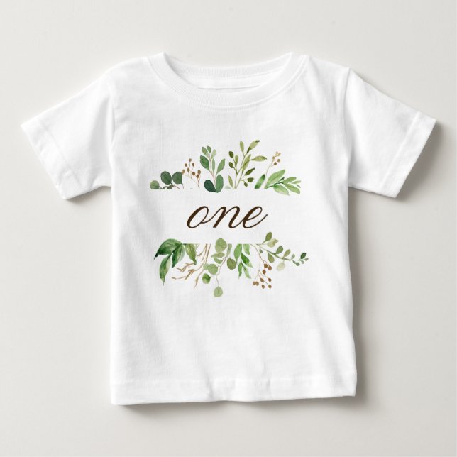 Greenery ett år gammal baby tee shirt (Framsida)