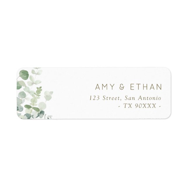 greenery eucalyptus address label returadress etikett (Framsidan)