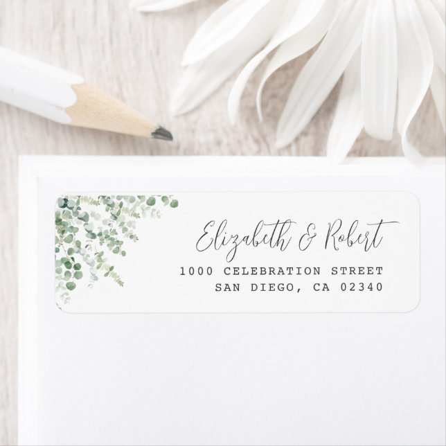 greenery eucalyptus anpassningsbar address label returadress etikett (Insitu)