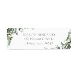 Greenery Eucalyptus Baby Shower Returadress Etikett