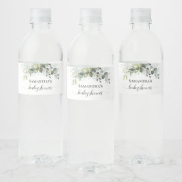 Greenery Eucalyptus Baby Shower-Vattenflaska etike Vattenflaska Etikett