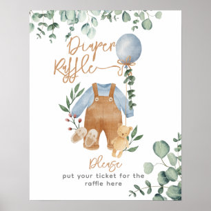 Greenery eucalyptus bearly wait Baby Shower Diwer Poster
