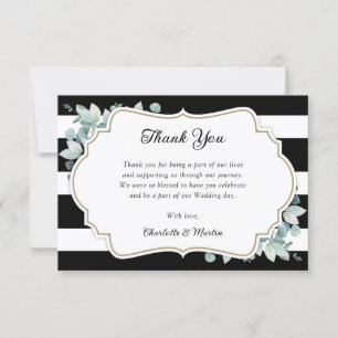 Greenery Eucalyptus Black and White Bröllop Tack Kort
