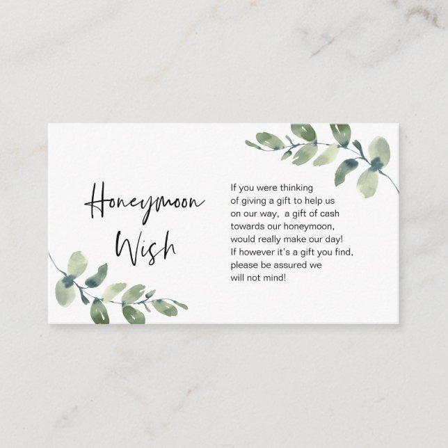 Greenery Eucalyptus, Black bläck, Honeymoon Wish E Tilläggskort (Framsida)