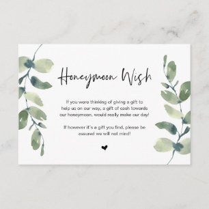 Greenery Eucalyptus, Black Font, Honeymoon Wish En Tilläggskort