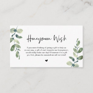 Greenery Eucalyptus, Black Font, Honeymoon Wish Tilläggskort