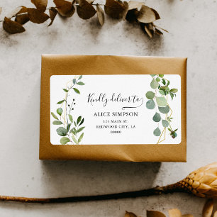 Greenery Eucalyptus Boho Calligraphy Adress Fraktsedel