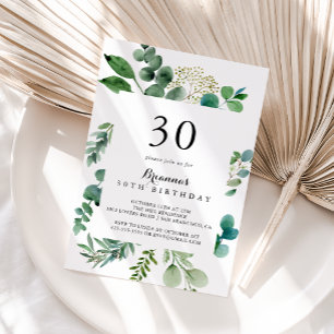Greenery Eucalyptus Botanical 30års födelsedag Par Inbjudningar