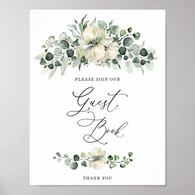  Greenery Eucalyptus Bridal Shower Guest Book Poster (Framsidan)