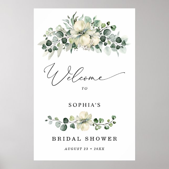 Greenery Eucalyptus Bridal Shower Welcome   Poster (Framsidan)