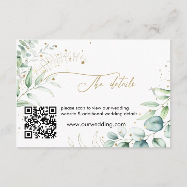 Greenery Eucalyptus Bröllop Details-hölje Tilläggskort (Framsida)