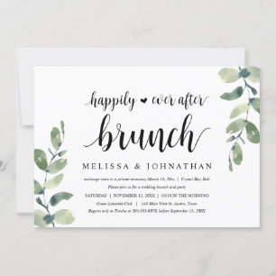 Greenery Eucalyptus, Bröllop Elopement Brunch Inbjudningar