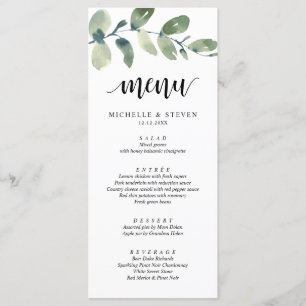 Greenery Eucalyptus Bröllop Elopement Middag Meny