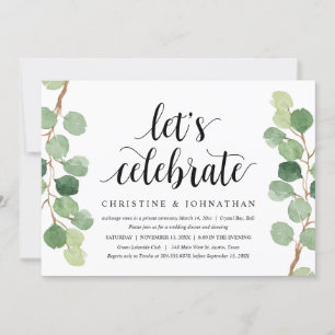 Greenery Eucalyptus, Bröllop Elopement Party Inbjudningar