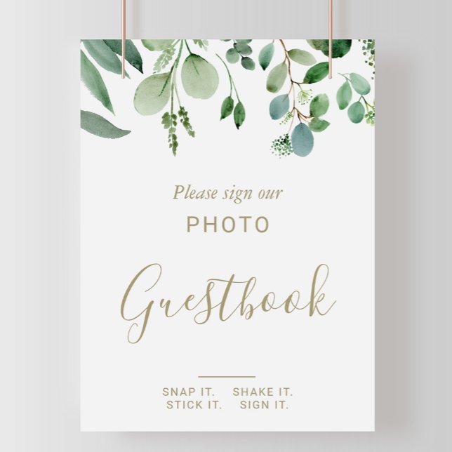 Greenery Eucalyptus Bröllop Photo Guestbook-tecken Poster (Skapare uppladdad)
