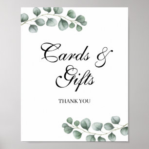 Greenery Eucalyptus Bröllopskort och Gifts Sign Poster