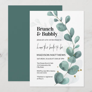 Greenery Eucalyptus Brunch & Bubly Möhippa Inbjudningar