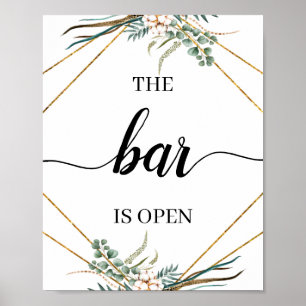 Greenery Eucalyptus Calligraphy Bröllop Pub Sign Poster