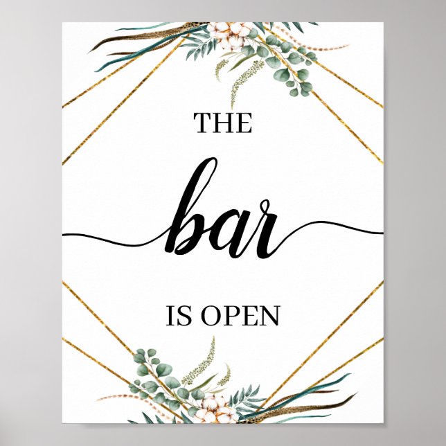 Greenery Eucalyptus Calligraphy Bröllop Pub Sign Poster (Framsidan)