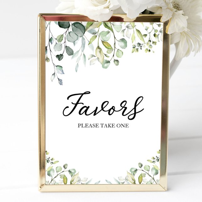 Greenery Eucalyptus Calligraphy Favors Sign Poster (Skapare uppladdad)