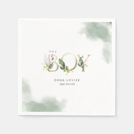 Greenery Eucalyptus Det är en pojkvän-babyskor Pappersservett