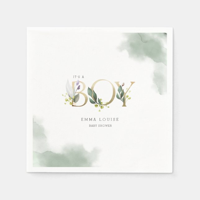 Greenery Eucalyptus Det är en pojkvän-babyskor Pappersservett (Framsidan)