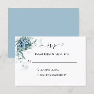 Greenery Eucalyptus Dusty blue Blommigt 2 Bröllop OSA Kort