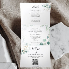 Greenery Eucalyptus Elegant QR Code Bröllop