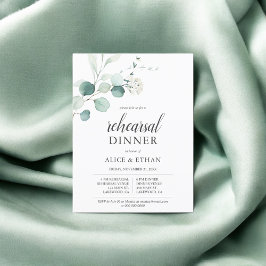 Greenery Eucalyptus Elegant Rehearsal Dinner Inbjudan Vykort