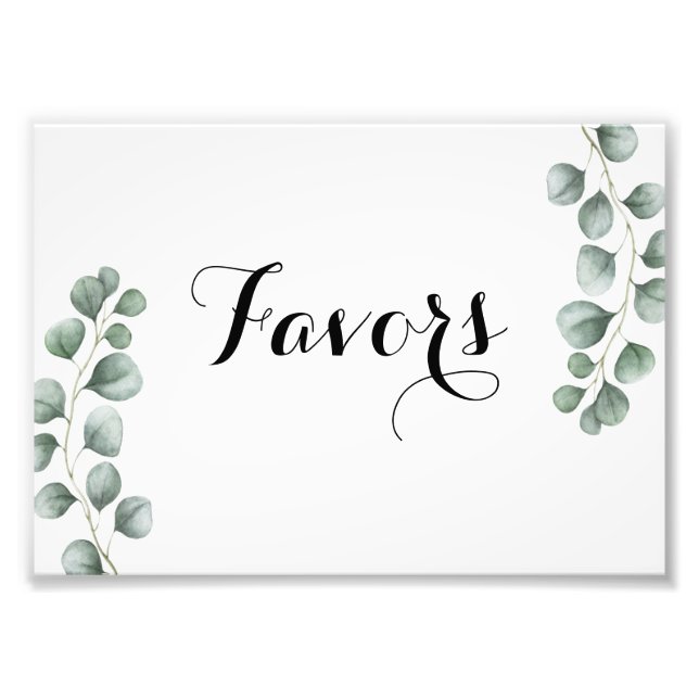 Greenery Eucalyptus Favor Sign Fototryck (Framsidan)