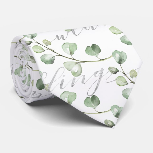 Greenery Eucalyptus & Finare Silver Writing Bröllo Slips (Rullad)
