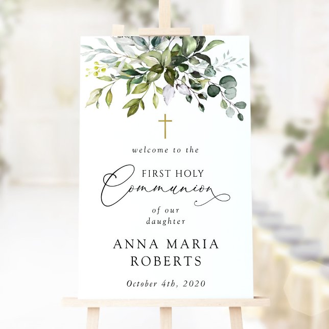 Greenery, Eucalyptus, First Holy Communion Welcome Poster (Skapare uppladdad)