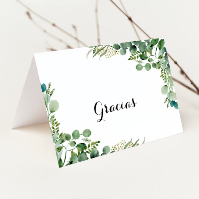 Greenery Eucalyptus Folded Bröllop Gracias Card Tack Kort (Skapare uppladdad)