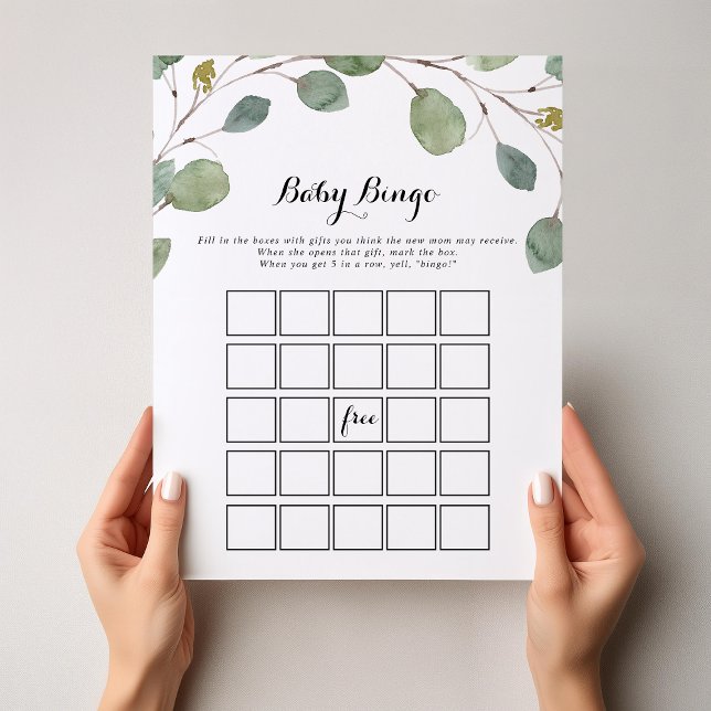 Greenery Eucalyptus Foliage Baby Bingo Shower Game (Skapare uppladdad)