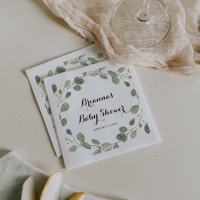 Greenery Eucalyptus Foliage Baby Shower Pappersservett (Skapare uppladdad)