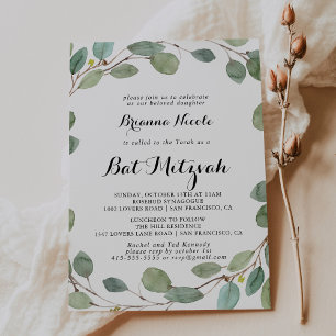 Greenery Eucalyptus Foliage Bat mitzvah Inbjudningar