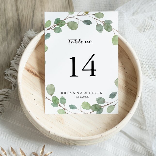 Greenery Eucalyptus Foliage Calligraphy Bröllop Bordsnummer (Skapare uppladdad)