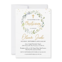 Greenery Eucalyptus Foliage Christening-inbjudan