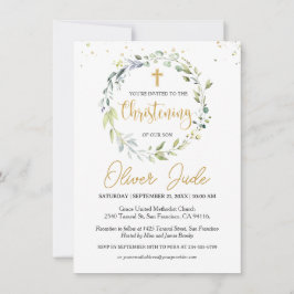 Greenery Eucalyptus Foliage Christening-inbjudan Inbjudningar