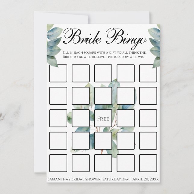 Greenery eucalyptus foliage elegant calligraphy inbjudningar (Framsida)