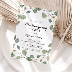 Greenery Eucalyptus Foliage Houseuppvärmning Party Inbjudningar