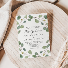 Greenery Eucalyptus Foliage Nuestra Boda Bröllop Inbjudningar